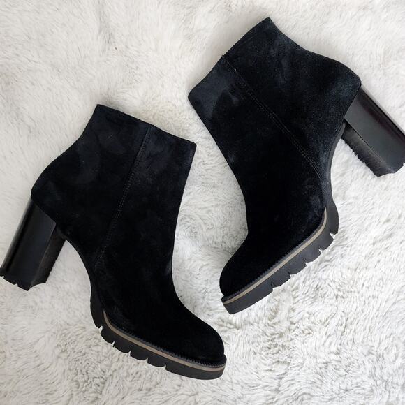NEW Paul Green Sloane Black Suede Heeled Lug Ankle Boot - Picture 10 of 13